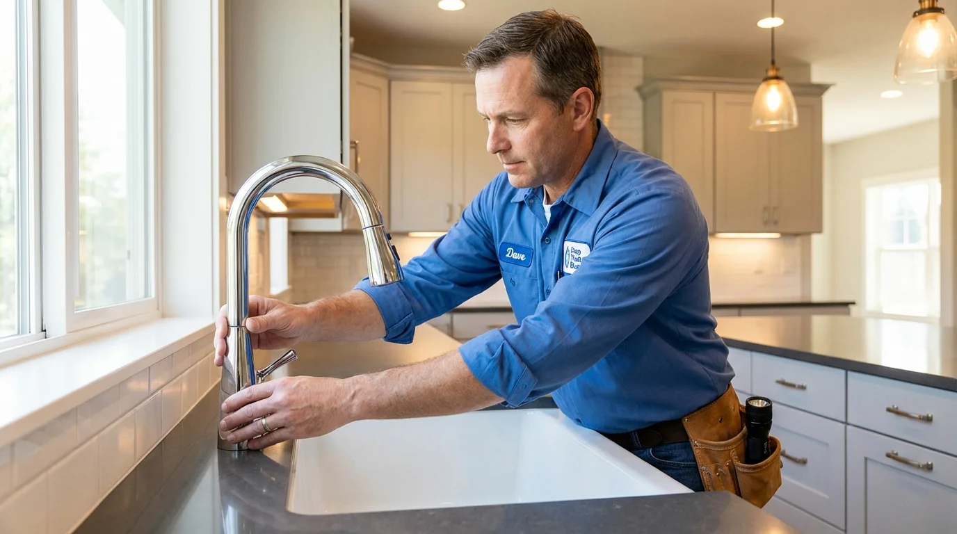 Kitchen faucet installation by Johns Plumbing LLC in Adams Center